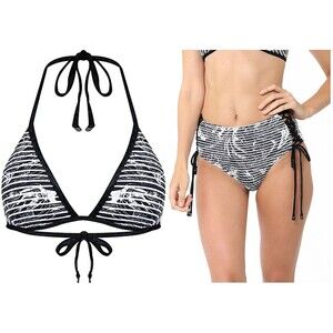 NWT SUNSEEKERS  6-US AU-10 Australia high-waist bikini swimsuit black lace-up